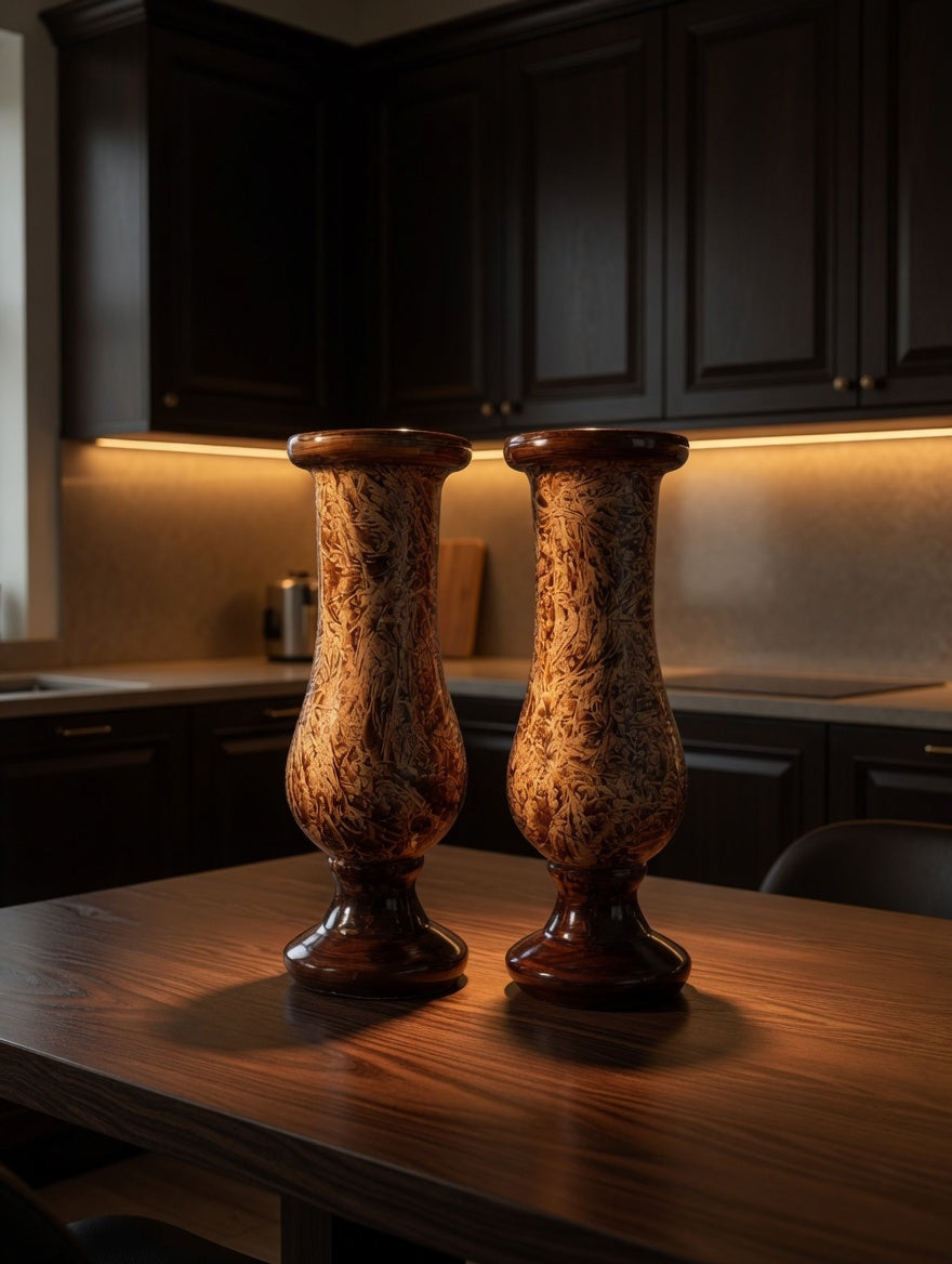 Elegant Brown Textured Vase Set of 2 – Antique Style Decorative Flower Vases for Home Decor & Gifts Pakistan