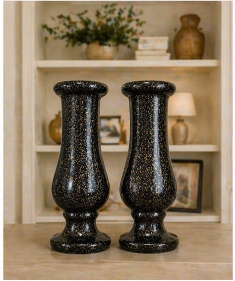 Luxury Black Glitter Vase Set of 2 – Modern Decorative Flower Vases for Home Decor & Gift Items Pakistan