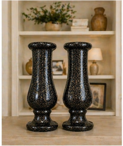 Luxury Black Glitter Vase Set of 2 – Modern Decorative Flower Vases for Home Decor & Gift Items Pakistan