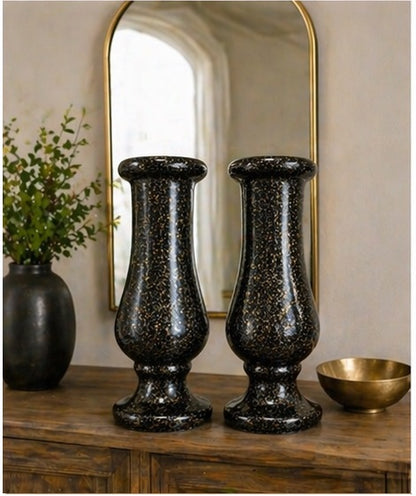 Luxury Black Glitter Vase Set of 2 – Modern Decorative Flower Vases for Home Decor & Gift Items Pakistan