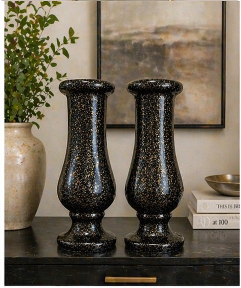 Luxury Black Glitter Vase Set of 2 – Modern Decorative Flower Vases for Home Decor & Gift Items Pakistan