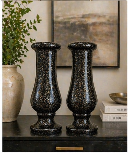 Luxury Black Glitter Vase Set of 2 – Modern Decorative Flower Vases for Home Decor & Gift Items Pakistan