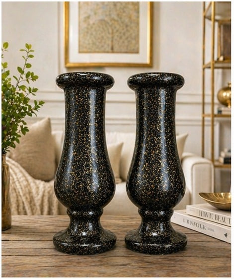 Luxury Black Glitter Vase Set of 2 – Modern Decorative Flower Vases for Home Decor & Gift Items Pakistan