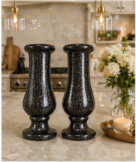 Luxury Black Glitter Vase Set of 2 – Modern Decorative Flower Vases for Home Decor & Gift Items Pakistan