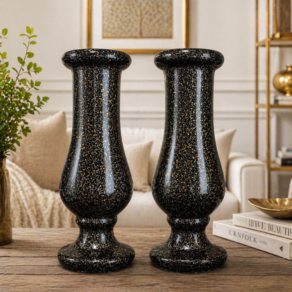 Luxury Black Glitter Vase Set of 2 – Modern Decorative Flower Vases for Home Decor & Gift Items Pakistan