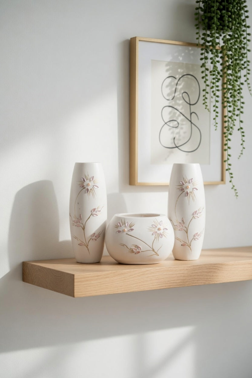 Elegant White Flower Vase Set – Luxury Home Decor & Gift Item in Pakistan