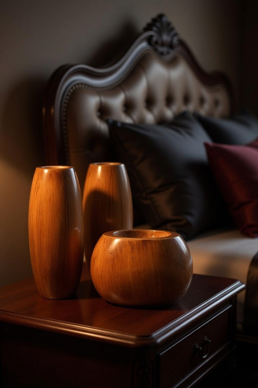 Handmade Wooden Brown Flower Vase Set – Luxury Home Decor & Gift Item in Pakistan