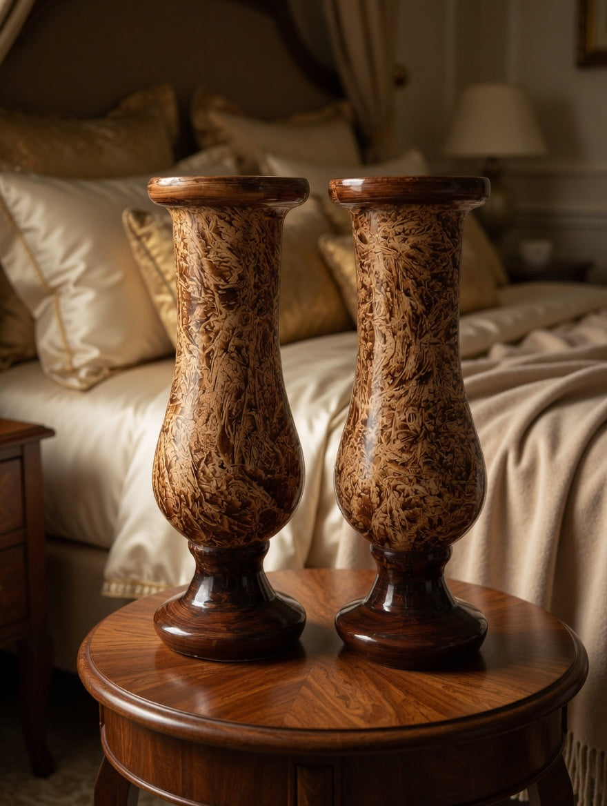 Elegant Brown Textured Vase Set of 2 – Antique Style Decorative Flower Vases for Home Decor & Gifts Pakistan