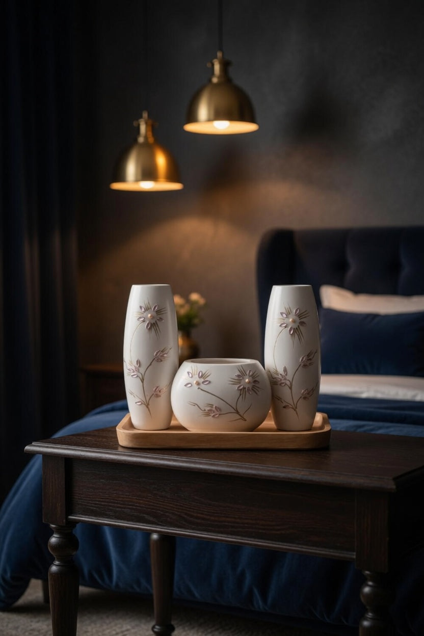 Elegant White Flower Vase Set – Luxury Home Decor & Gift Item in Pakistan