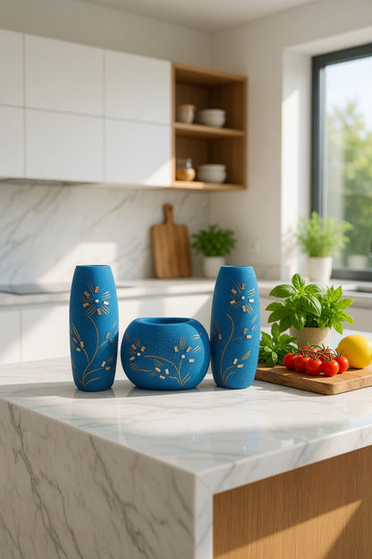 Elegant Blue Flower Vase Set – Handmade Home Decor & Gift Item Pakistan