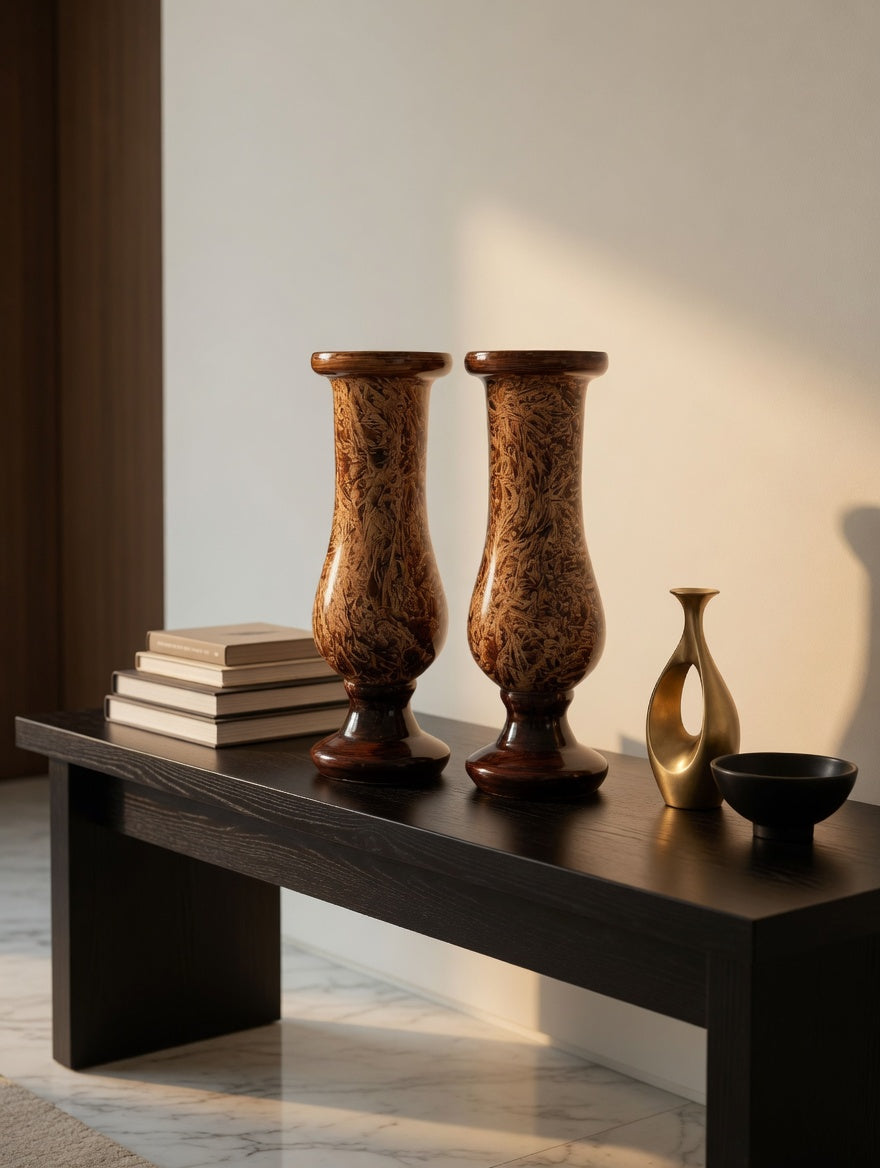 Elegant Brown Textured Vase Set of 2 – Antique Style Decorative Flower Vases for Home Decor & Gifts Pakistan