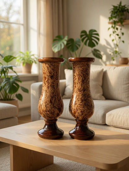 Elegant Brown Textured Vase Set of 2 – Antique Style Decorative Flower Vases for Home Decor & Gifts Pakistan