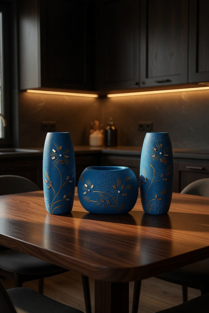 Elegant Blue Flower Vase Set – Handmade Home Decor & Gift Item Pakistan