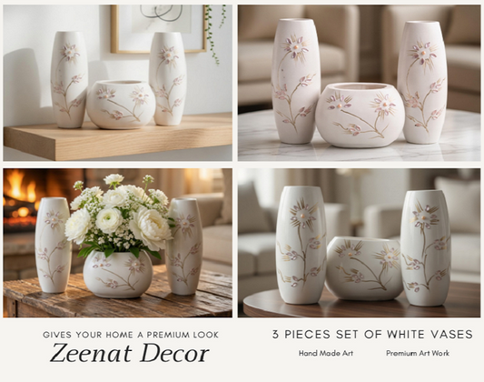 Elegant white flower vase set for home decoration and gift item in Pakistan